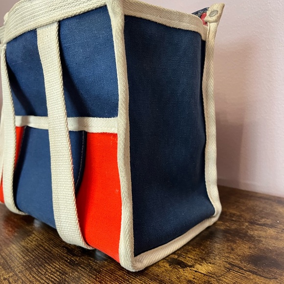 Vintage Colorblock Canvas Tote Bag Red, White, and Blue- Made in Japan - Picture 2 of 11